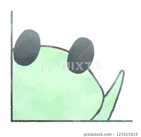 一隻青蛙從角落探出頭來打招呼 一隻青蛙從角落探出頭來打招呼 125925819