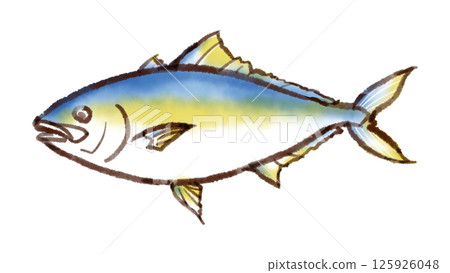 鰤魚插圖(水墨畫風格) 鰤魚插圖(水墨畫風格) 125926048