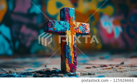 Colorful painted crosses 125926668