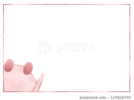 一隻青蛙從角落探出頭來打招呼的框架（紅色） 125926703