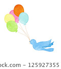 Bird and balloon illustration 125927355