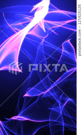 Radiant violet and pink light trails forming swirling abstract shapes over a dark backdrop, futuristic energy art 125928126
