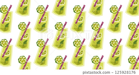 Seamless Lemonade Summer Drink Pattern 125928176