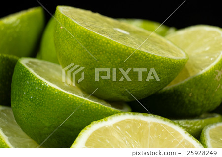 Sliced Open Limes in Close Focus Sliced Open Limes in Close Focus 125928249