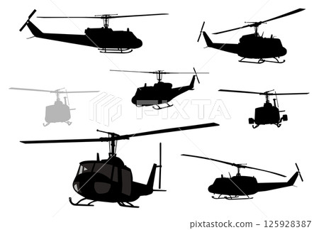 Military helicopters vector silhouettes set 125928387
