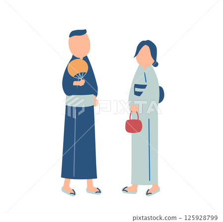 一對夫婦穿著浴衣的插圖 125928799