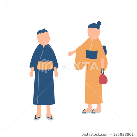 穿yukata的孩子的例證 125928801