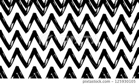 Seamless pattern zigzag in grunge style, pattern with hand drawn zig zag shapes, hand painted grungy ink doodles, ink paint brush marker hand drawn doodle wave pattern, grunge design drawn with brush 125930105