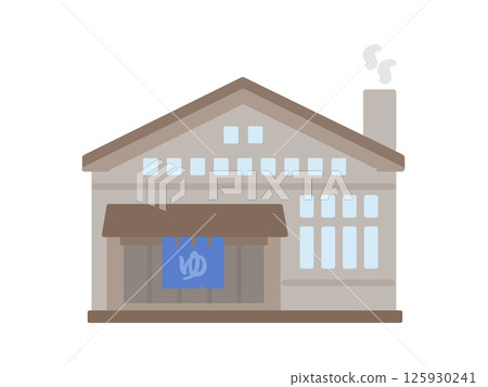Public bath building illustration Public bath building illustration 125930241