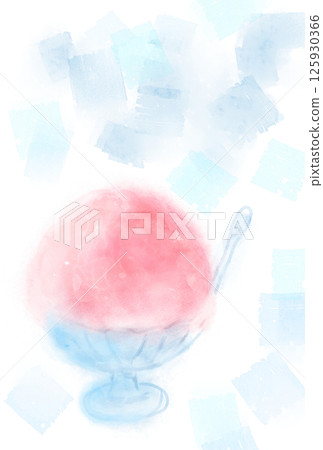Illustration of shaved ice painted by watercolor 125930366