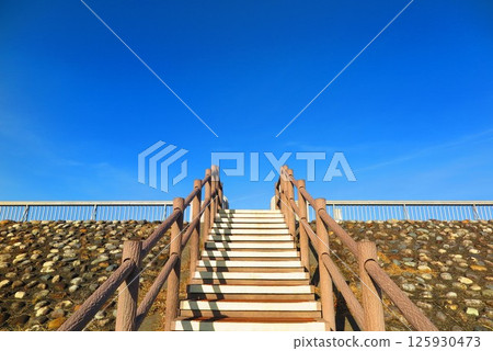 Scenery of the stairs on the lake embankment 1 Scenery of the stairs on the lake embankment 1 125930473