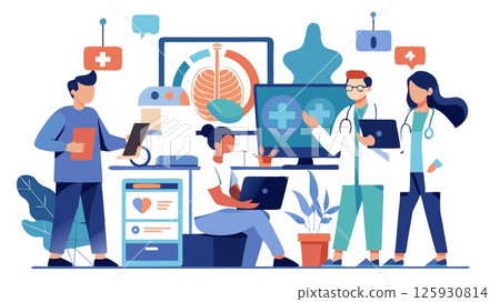 Radiologic Technologists collaborate with physicians and other healthcare providers to interpret images and assist in diagnosis and treatment planning. 125930814