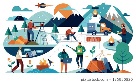 They work in various environments, including remote locations, harsh weather conditions, and challenging terrains. 125930820