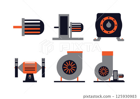 Industrial Machine Set vector illustration 125930983