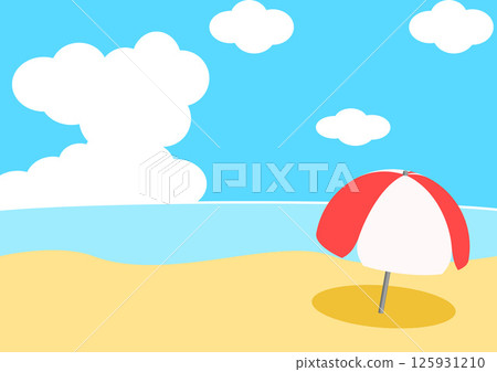 帶遮陽傘的夏日大海圖像 帶遮陽傘的夏日大海圖像 125931210