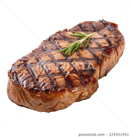 Grilled steak with charred surface and rich aroma 125931451