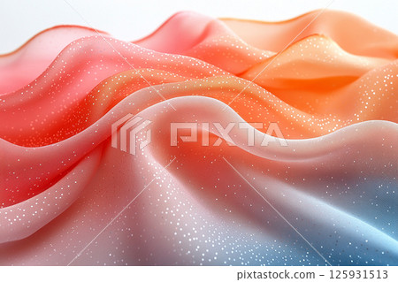 Elegant silk scarf with soft, flowing folds, highlighting its luxurious texture against a simple white background. Elegant silk scarf with soft, flowing folds, highlighting its luxurious texture against a simple white background. 125931513