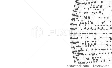 Technology background with copy space. Abstract sphere. Dots connected by lines. Minimalist mesh. Abstract polygonal shape. 125932036