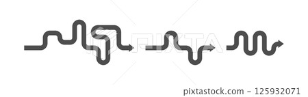 Set of arrows. Arrow elements for infographics. Direction steps concept. Turn, cycle, straight direction, snake movement. Set of arrows. Arrow elements for infographics. Direction steps concept. Turn, cycle, straight direction, snake movement. 125932071