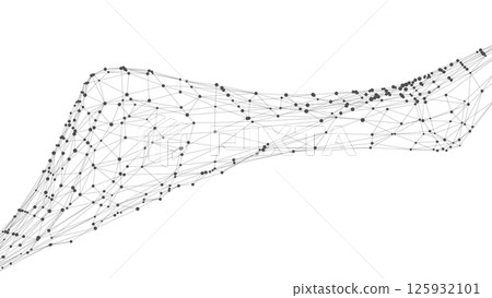 Dots connected by lines. Abstract wave. Minimalist mesh. Abstract polygonal shape. 125932101