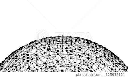 Technology abstract shape. Dots connected by lines. Minimalist mesh sphere. Abstract polygonal shape. 125932121