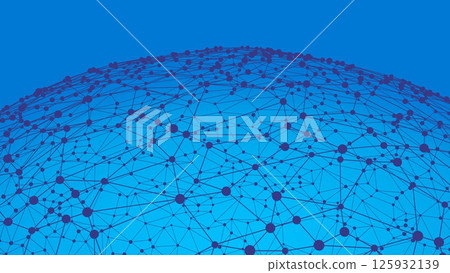 Technology abstract shape. Dots connected by lines. Minimalist mesh sphere. Abstract polygonal shape. 125932139