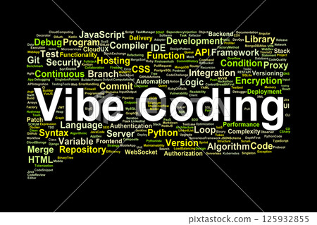 Vibe Coding Word Cloud. Key Concepts in Programming, Development, and Coding Vibe Coding Word Cloud. Key Concepts in Programming, Development, and Coding 125932855