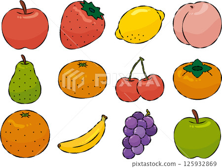 Fruits (with line drawings) 125932869