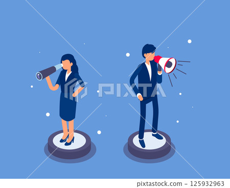 We are hiring concept banner.  Flat isometric vector illustration 125932963