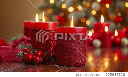 table is elegantly set for celebrating Christmas or New Year. 125933120