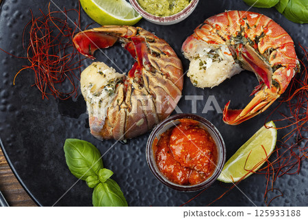 Boiled lobster tails, oceanic luxury. Boiled lobster tails, oceanic luxury. 125933188