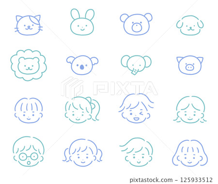 Vector illustration set of hand drawn cute icons. Hand drawn, animals, children, doodle 125933512