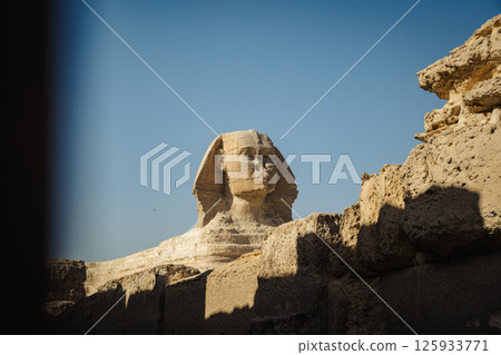 The Great Sphinx of Giza. Giza grand pyramids. Cairo, Ciza, Egypt. The Great Sphinx of Giza. Giza grand pyramids. Cairo, Ciza, Egypt. 125933771