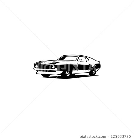 Mustang mach 1 car company logo, silhouette car logo, vector isolated ready-to-use logo template set 125933780