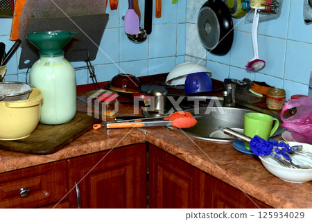 Everyday life. A typical working environment in the kitchen. Everyday life. A typical working environment in the kitchen. 125934029