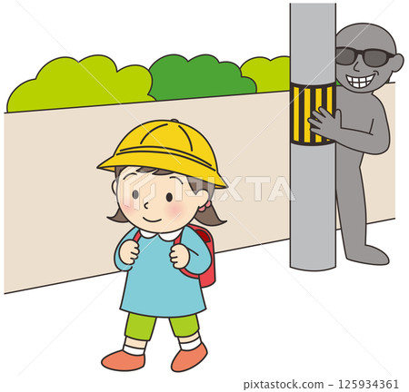 Pervert tails elementary school students on their way home 125934361