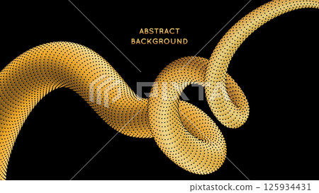Dotted golden gradient tube on a black background. Dotted golden gradient tube on a black background. 125934431
