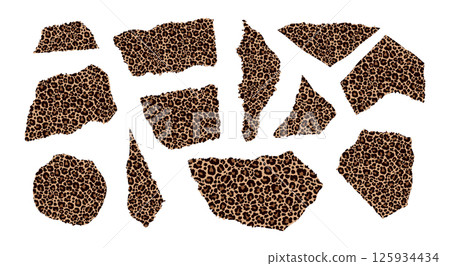 Set of stylized pieces of paper with a leopard print Set of stylized pieces of paper with a leopard print 125934434
