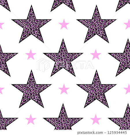 Pattern of pink leopard print stars on white background. Pattern of pink leopard print stars on white background. 125934445