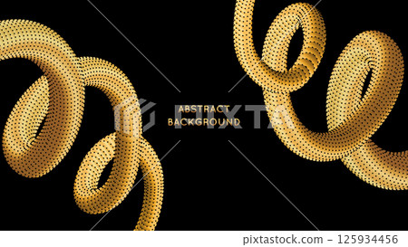 Golden, dotted tubes on a black background. Golden, dotted tubes on a black background. 125934456
