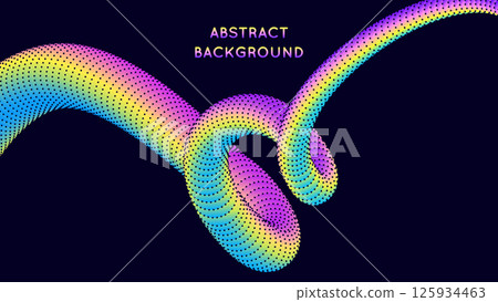Dotted colorful gradient tube on a dark background. Dotted colorful gradient tube on a dark background. 125934463