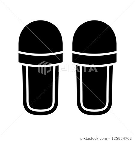 Home slippers icon. Pair of comfortable indoor slippers. Shoes for home. Home slippers icon. Pair of comfortable indoor slippers. Shoes for home. 125934702