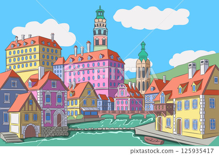 Cesky Krumlov townscape, Czech Republic Cesky Krumlov townscape, Czech Republic 125935417