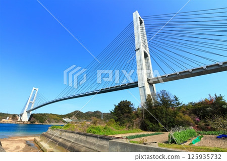 【愛媛郡】春日晴空下的生名橋（夢島街） 125935732