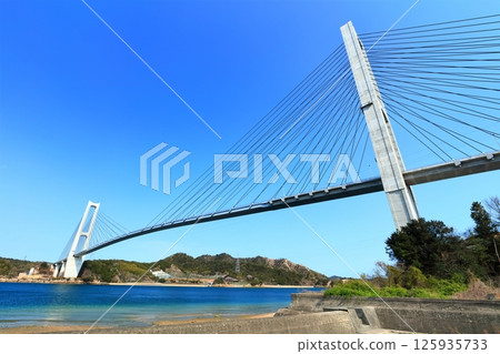 [Ehime Prefecture] Ikina Bridge (Yumeshima Kaido) under clear spring skies 125935733