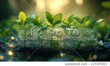 Vegetable sprouts grown hydroponically using generative AI 125935801