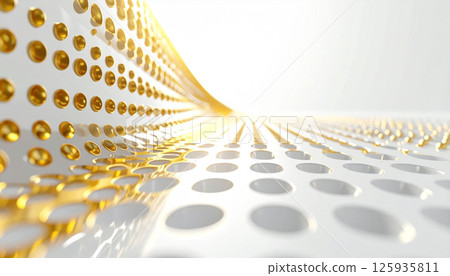 A futuristic space with golden dots and curves 125935811