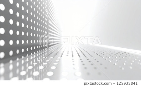 Abstract futuristic tunnel made of white and grey dots 125935841