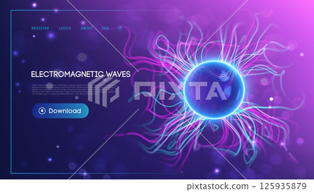 Wave Sound Abstract Background Music Vector AI Radio Audio Digital. Futuristic Neon Frequency 3D Tech Equalizer. Electromagnetic Waveform Pulse Pattern, Digital Spectrum Electric Particle Curve 125935879