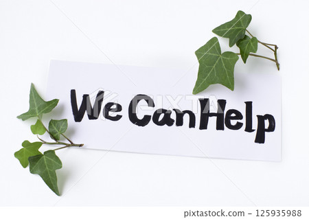 A message card in English saying "I can help" 125935988
